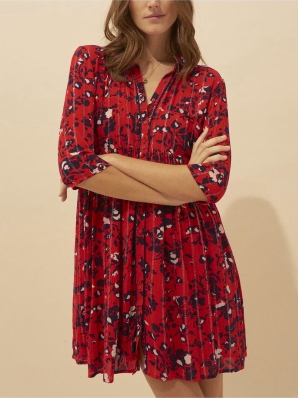 BA&SH Erine mini dress Red Floral
